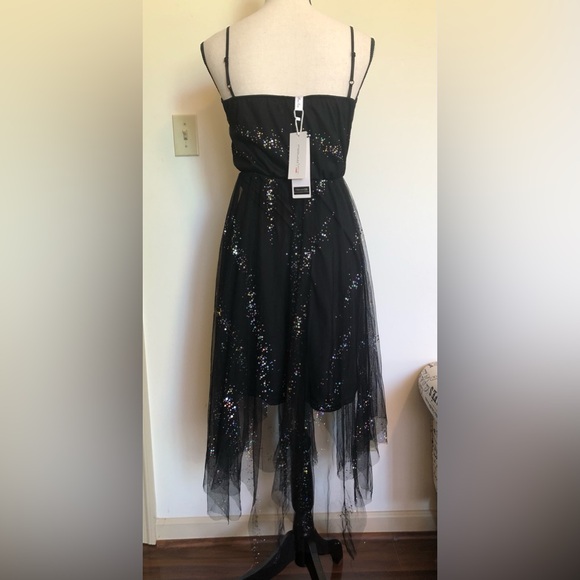 NWT Dress; Colorful Sequins; Spaghetti Straps; Asymmetrical Hemline; Fully Lined - Picture 2 of 14